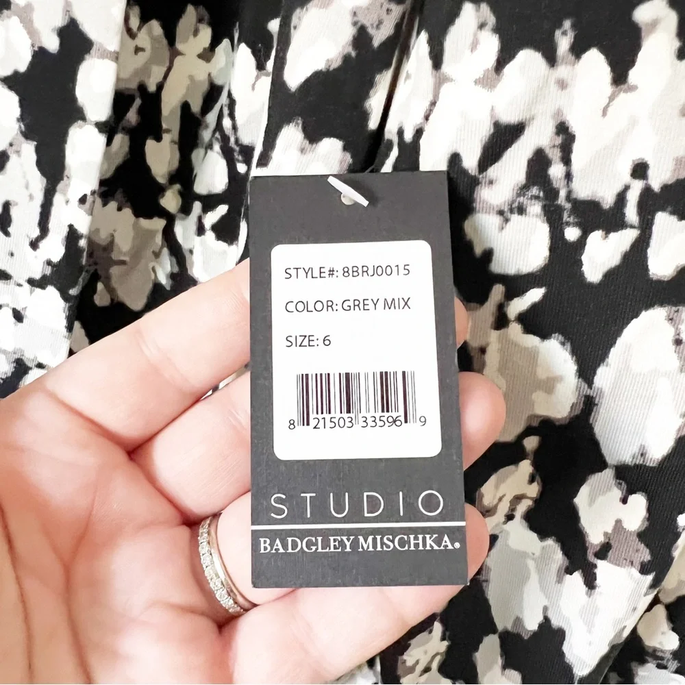 Badgley Mischka Studio Sylvie Stucco Print Notch Collar Stretch Blazer 6 NWT - Picture 10 of 13